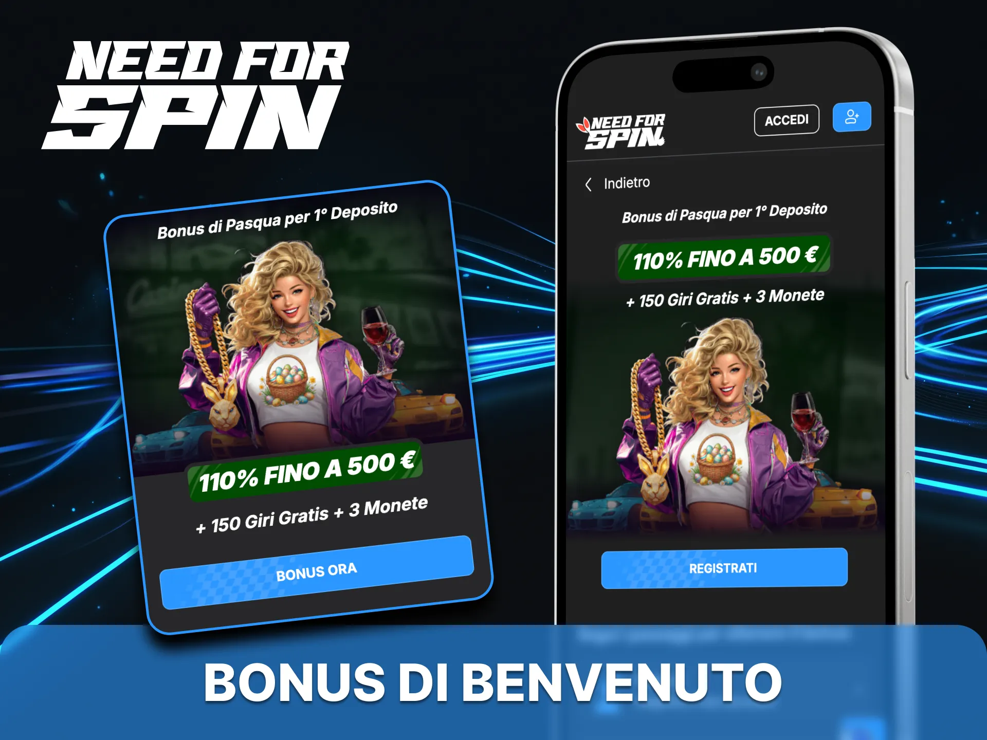 Installa l'app Need for Spin e richiedi il bonus di benvenuto.