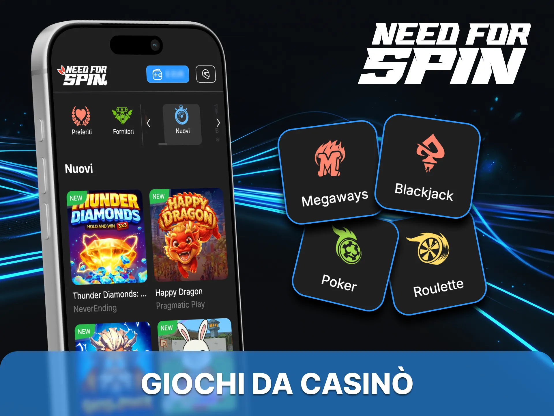 Need for Spin offre migliaia di titoli di gioco dei migliori fornitori.
