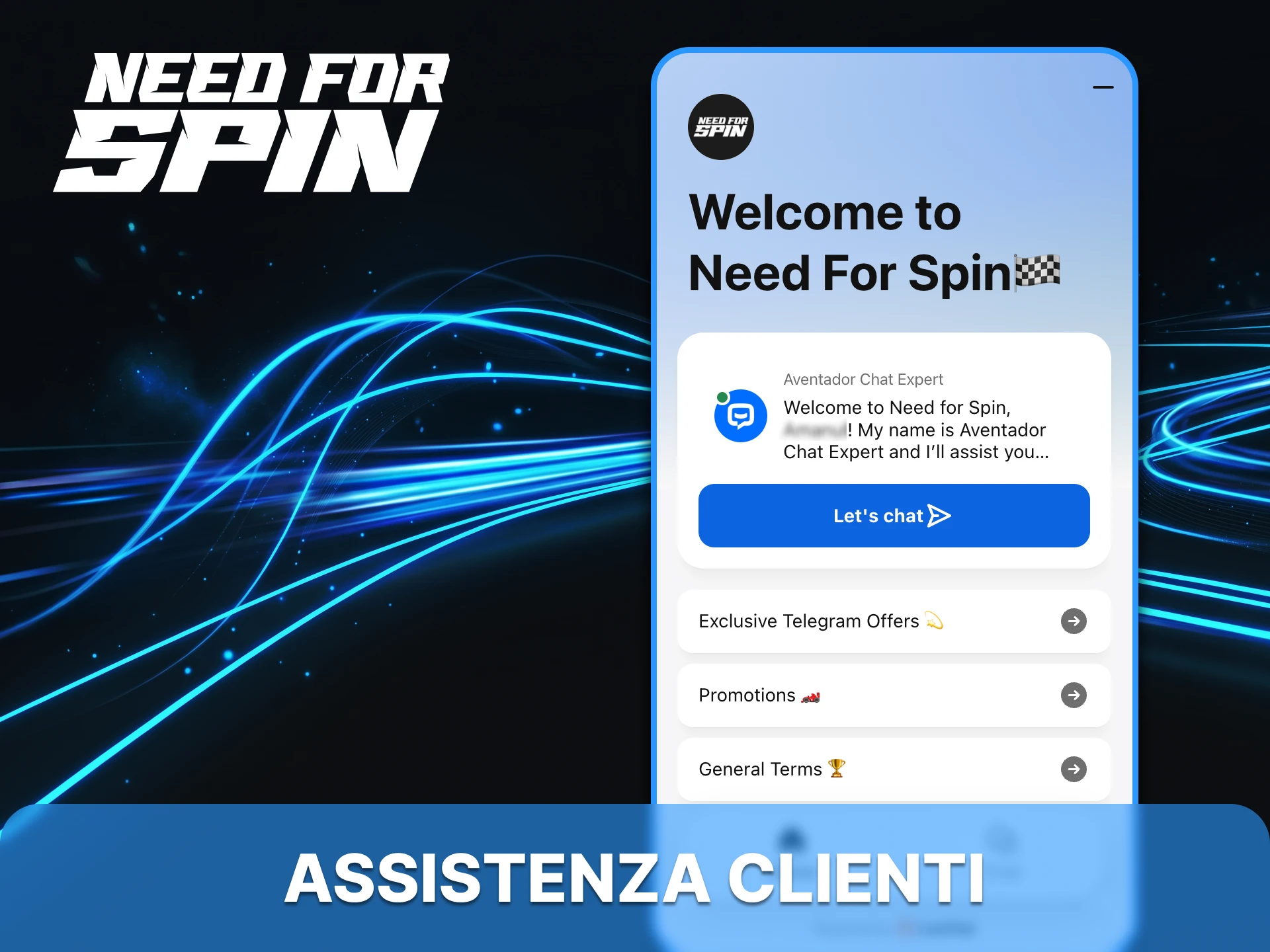 Per qualsiasi necessità, contatta l'assistenza clienti di Need for Spin.